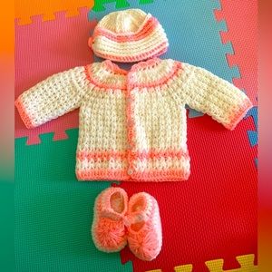 Handmade Baby Knitting Sweater, Hat, and Shoes
